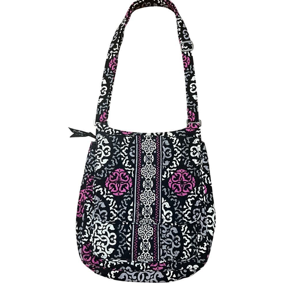 Vera Bradley Black and Purple Canterbury Crossbody Mailbag